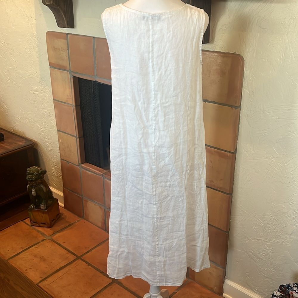 Francesca Bettini White Sheer Sleeveless Linen Dress, size S - Picture 5 of 10